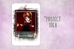 Little Gothic Devil Girl PNG Graphic Red Hair Design Product Image 10