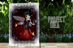 Little Gothic Ladybug Girl PNG Graphic Black Hair Design Product Image 7