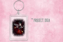 Little Gothic Ladybug Girl PNG Graphic Black Hair Design Product Image 3