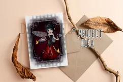 Little Gothic Ladybug Girl PNG Graphic Black Hair Design Product Image 8