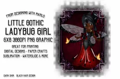 Little Gothic Ladybug Girl PNG Graphic Darker Skin Design Product Image 1