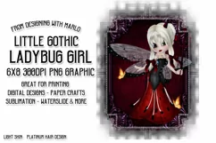 Little Gothic Ladybug Girl PNG Graphic Platinum Hair Design Product Image 1