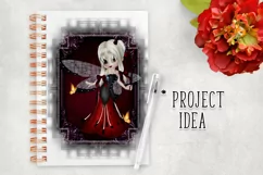 Little Gothic Ladybug Girl PNG Graphic Platinum Hair Design Product Image 4