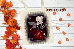 Little Gothic Ladybug Girl PNG Graphic Platinum Hair Design Product Image 8