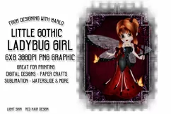 Little Gothic Ladybug Girl PNG Graphic Red Hair Design Product Image 1