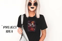 Little Gothic Ladybug Girl PNG Graphic Red Hair Design Product Image 3