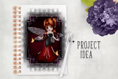 Little Gothic Ladybug Girl PNG Graphic Red Hair Design Product Image 4