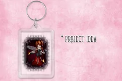 Little Gothic Ladybug Girl PNG Graphic Red Hair Design Product Image 5