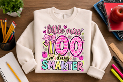 100 days smarter png, little miss png, 100th day school, school shirt png, teacher sublimation, classroom png, student shirt design, school celebration, back to school png, school sublimation