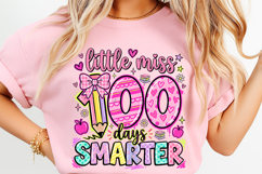 100 days smarter png, little miss png, 100th day school, school shirt png, teacher sublimation, classroom png, student shirt design, school celebration, back to school png, school sublimation