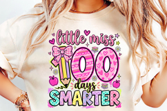 100 days smarter png, little miss png, 100th day school, school shirt png, teacher sublimation, classroom png, student shirt design, school celebration, back to school png, school sublimation