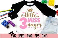 Little Miss Threenager SVG - 3rd Birthday Girl Three SVG Product Image 1