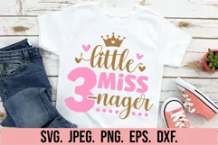 Little Miss Threenager SVG - 3rd Birthday Girl Three SVG Product Image 2