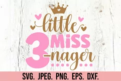 Little Miss Threenager SVG - 3rd Birthday Girl Three SVG Product Image 3