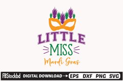 Little Miss Mardi Gras SVG Cuts File, Mardi Gras Svg Product Image 1