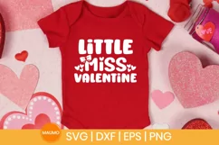 Little Miss valentine, Baby valentine svg quote Product Image 1