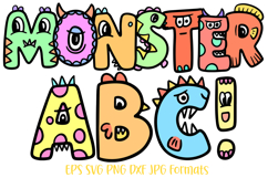 Little Monsters ABC Cute Cartoon Font Letters Typography Hand Drawn PNG by Squeeb Creative 1