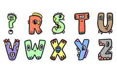 Little Monsters ABC Cute Cartoon Hand-Drawn Kids PNG Letters Product Image 4