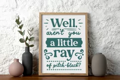 little ray of pitch black sarcastic SVG in frame with plant