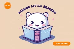 Little readers, kids reading clipart, Bookaholic Png Product Image 1
