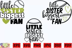 Little Sister Biggest Fan SVG | Softball SVG | Sport SVG Product Image 1
