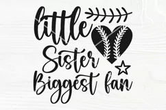 Little Sister Biggest Fan SVG, Baseball Sister Svg Cut File Product Image 2