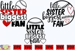 Little Sister Biggest Fan SVG | Baseball SVG | Sport SVG Product Image 2