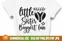 Little Sister Biggest Fan SVG, Baseball Sister Svg Cut File Product Image 1