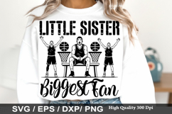 Basketball SVG Design -Little Sister Biggest Fan Product Image 3