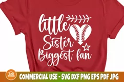 Little Sister Biggest Fan SVG, Baseball Sister Svg Cut File Product Image 3