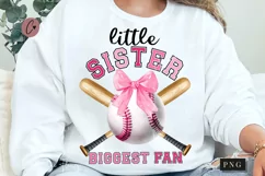 Little Sister Biggest Fan Coquette PNG | Baseball PNG Product Image 1