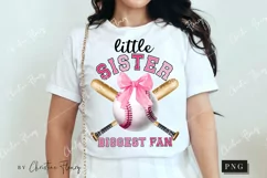 Little Sister Biggest Fan Coquette PNG | Baseball PNG Product Image 3