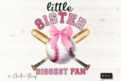 Little Sister Biggest Fan Coquette PNG | Baseball PNG Product Image 4