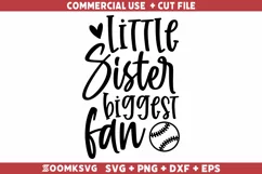 Little sister biggest fan SVG | Baseball SVG | Baseball PNG Product Image 2