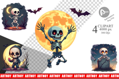 Halloween Skeleton Dance Clipart Product Image 1