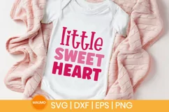 Little sweet heart| Baby valentine svg quote Product Image 1