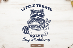 Little Treats Solve Big Problems SVG, Cute Raccoon Burger Product Image 1