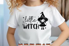 Little Witch SVG | Cute Girls Halloween Design Cut File Product Image 1