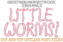 Little Worms Font Hand Drawn Comic Wiggly Lettering ABC