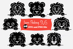 Lion Peeking Over Edge SVG, Cute Lion Face Cut File PNG Product Image 1