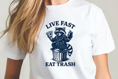 Live Fast Eat Trash SVG PNG, Funny Raccoon Clipart for Print Product Image 2