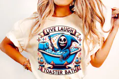 Live Laugh Toaster Bath PNG, Grim Reaper Png, Skeleton Png Product Image 1