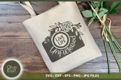 Live Life Unfiltered design on tote bag