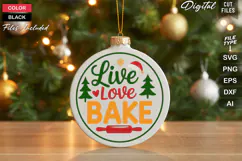 Live Love Bake SVG | Christmas Round Sign SVG | Xmas SVG Product Image 1