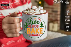 Live Love Bake SVG | Christmas Round Sign SVG | Xmas SVG Product Image 5
