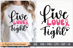 Live Love Fight SVG | Breast Cancer Awareness SVG Product Image 1
