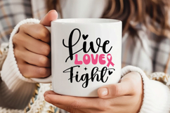 Live Love Fight SVG | Breast Cancer Awareness SVG Product Image 3