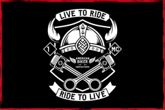 Live To Ride Ride To Live - Black and White - American Biker Product Image 2