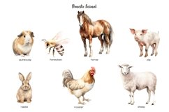 Watercolor domestic animal clipart. Livestock clipart Product Image 3