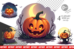 Halloween Pumpkin Gleam Clipart Product Image 1